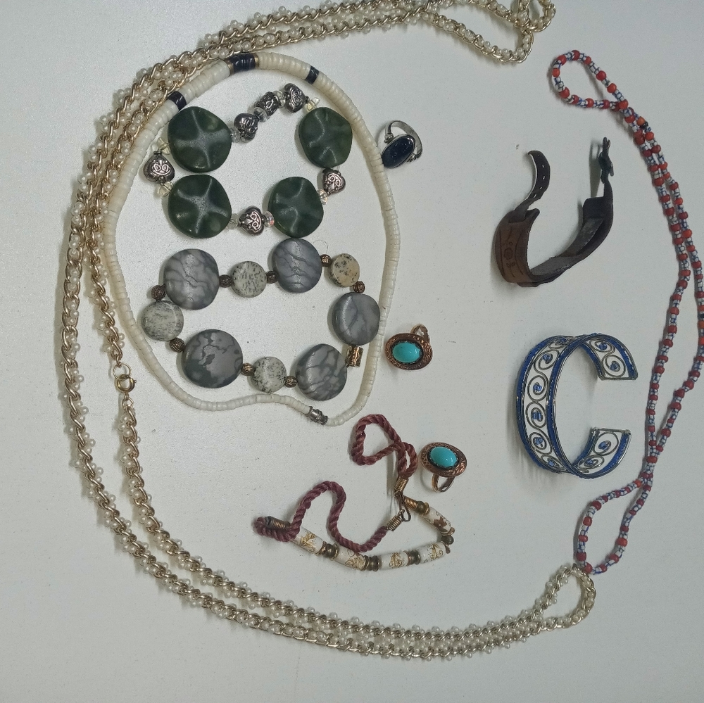 Assorted Jewelry- bracelets, necklaces, rings...11 pieces